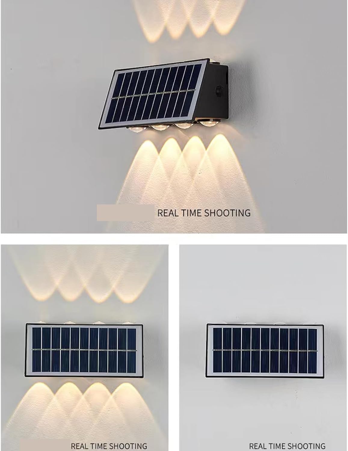 Dado que a potência é de apenas 4 W e é um produto solar, a luz não é tão brilhante quanto a intensidade da iluminação tradicional. No entanto, utilizamos 4+4 pérolas de luz, iluminação dupla na parte superior e inferior da luz solar e dos modos de ajuste da intensidade do brilho, para que se converta em um elemento decorativo adaptável.